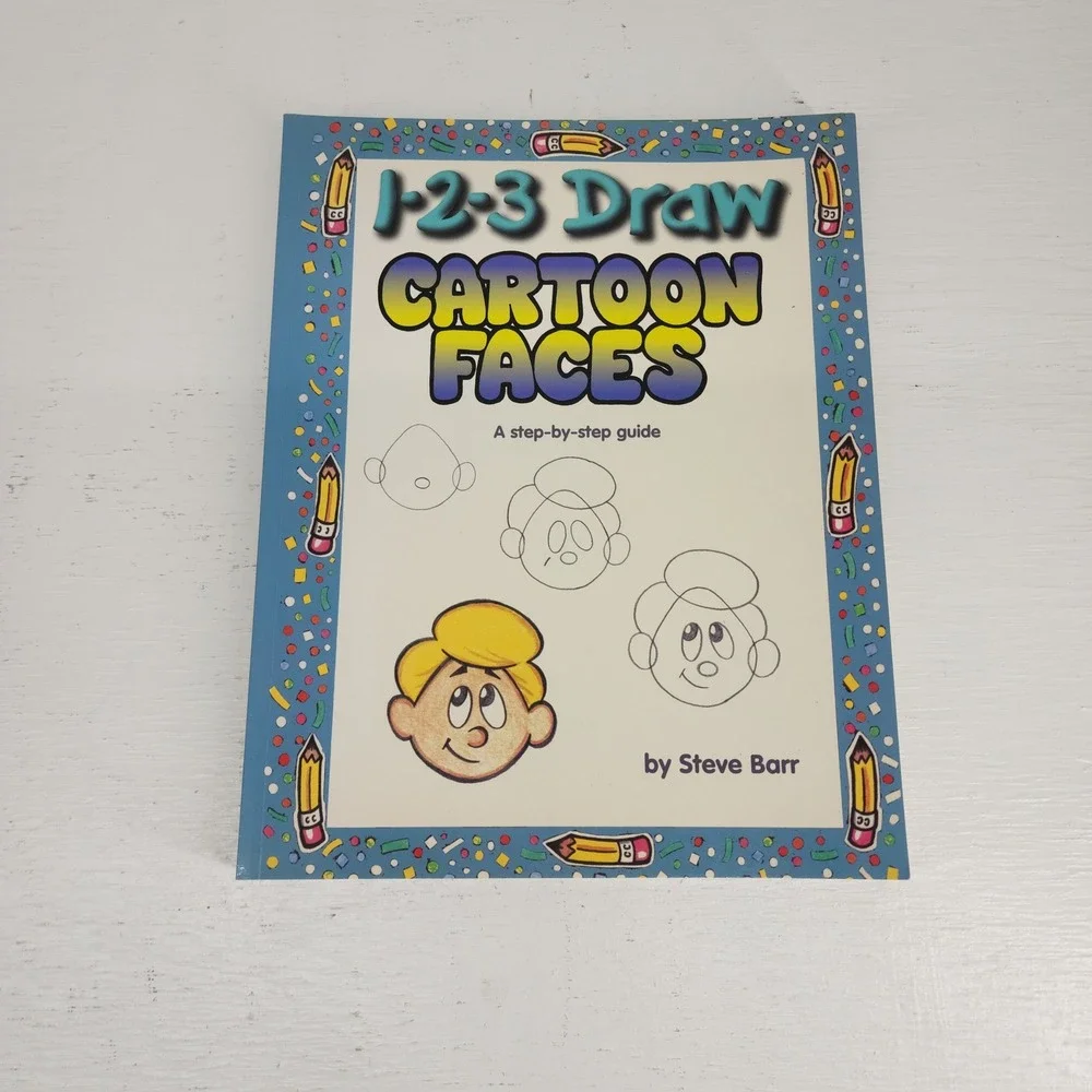 1-2-3 Draw Cartoon People Faces Animals Steve Barr Set‎ of 3 Books Drawing Guide